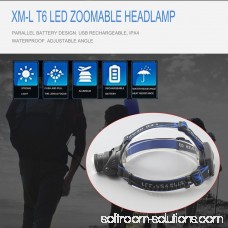 LED Headlamp Flashligh, Headlamps For Camping, 12W XML T6 LED 2000Lm Zoomable Headlamp Flashlight Spotlight 2 Chargers + 2 Battary